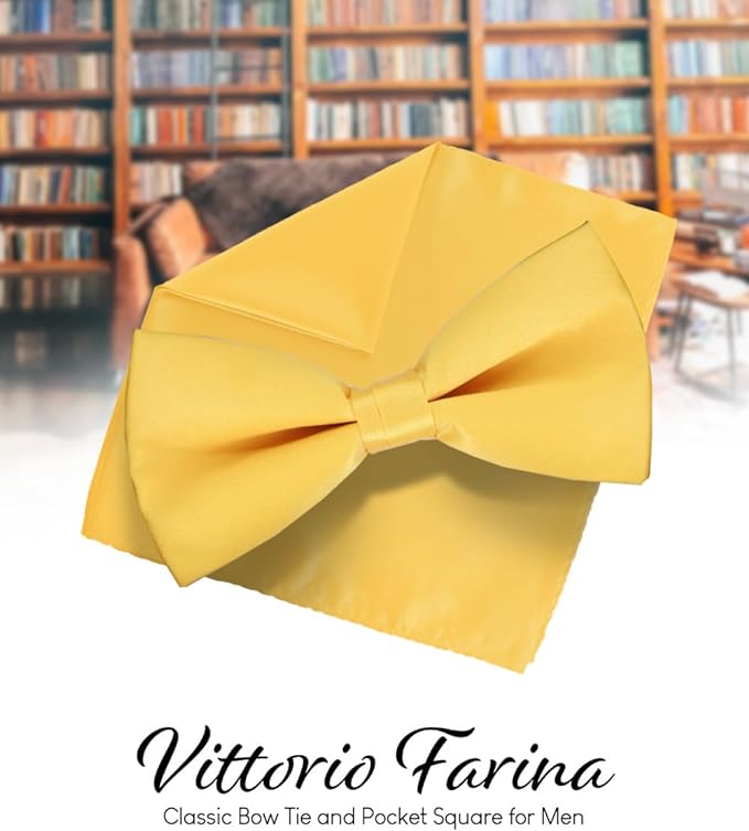 Vittorio Farina Men's Satin Bow Tie &amp; Pocket Square in Gift Box