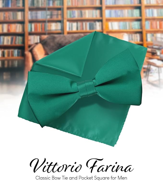 Vittorio Farina Men's Satin Bow Tie &amp; Pocket Square in Gift Box