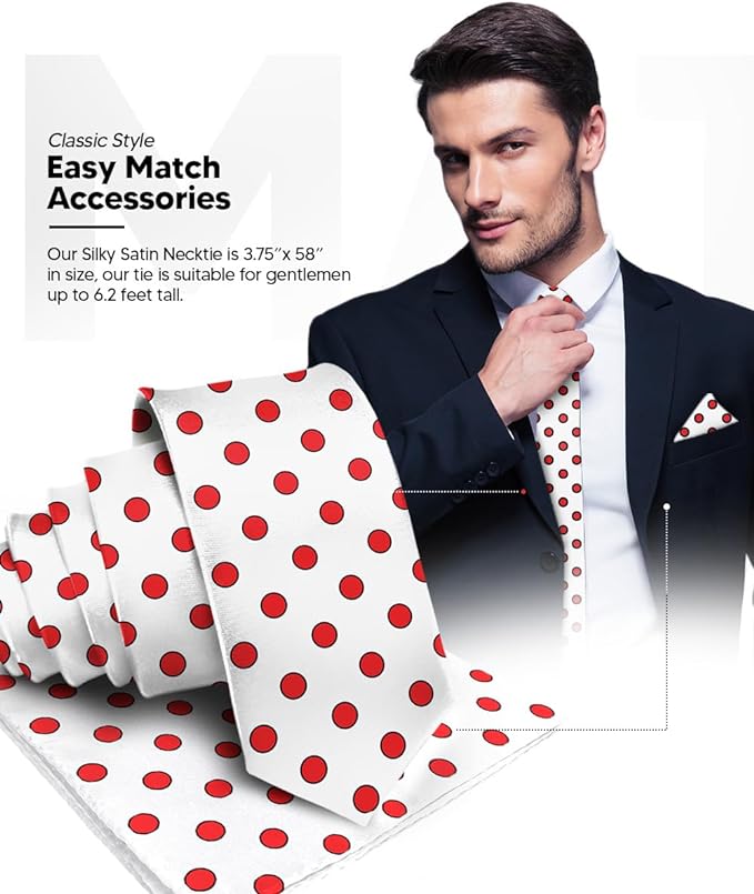 Vittorio Farina Men's Polka Dot Satin Necktie & Pocket Square