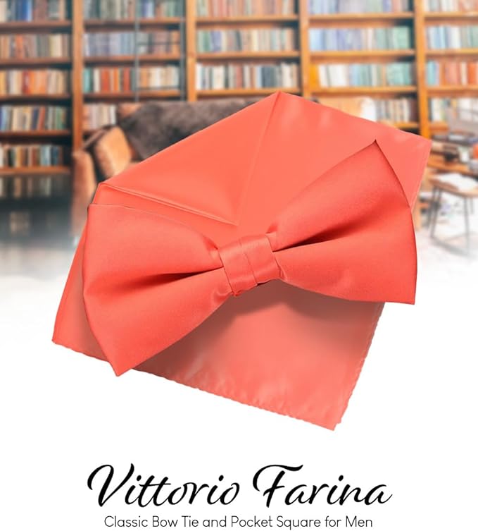 Vittorio Farina Men's Satin Bow Tie &amp; Pocket Square in Gift Box
