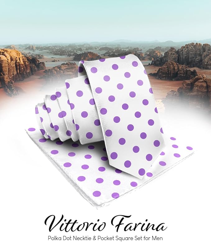 Vittorio Farina Men's Polka Dot Satin Necktie & Pocket Square