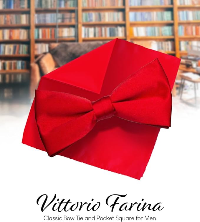 Vittorio Farina Men's Satin Bow Tie &amp; Pocket Square in Gift Box