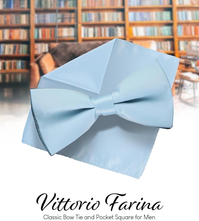 Vittorio Farina Men's Satin Bow Tie &amp; Pocket Square in Gift Box