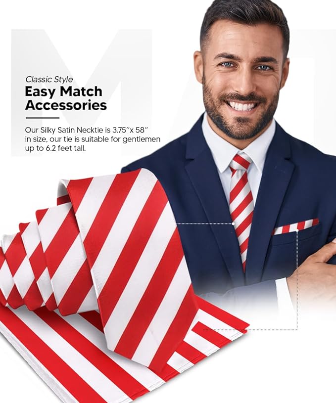 Vittorio Farina Men's Striped Satin Necktie &amp; Pocket Square