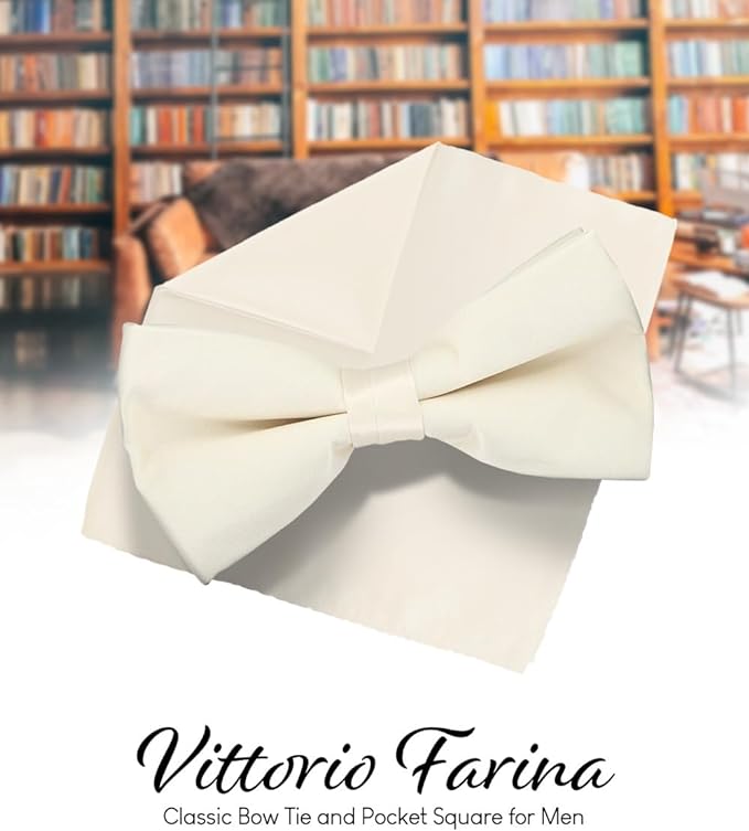 Vittorio Farina Men's Satin Bow Tie &amp; Pocket Square in Gift Box