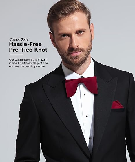 Vittorio Farina Men's Satin Teardrop Bow Tie &amp; Pocket Square in Gift Box