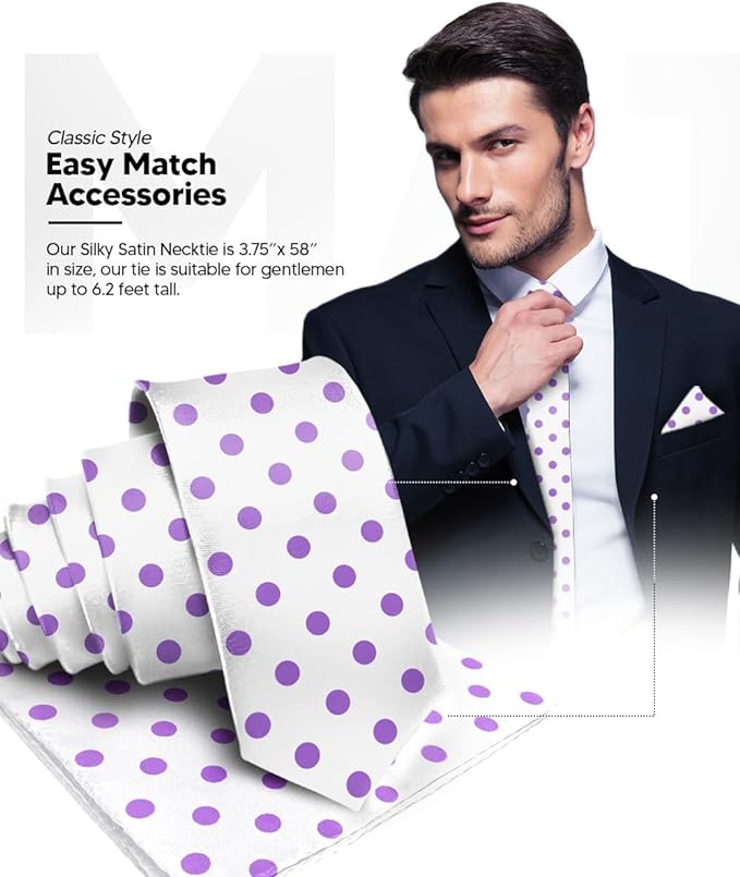 Vittorio Farina Men's Polka Dot Satin Necktie & Pocket Square