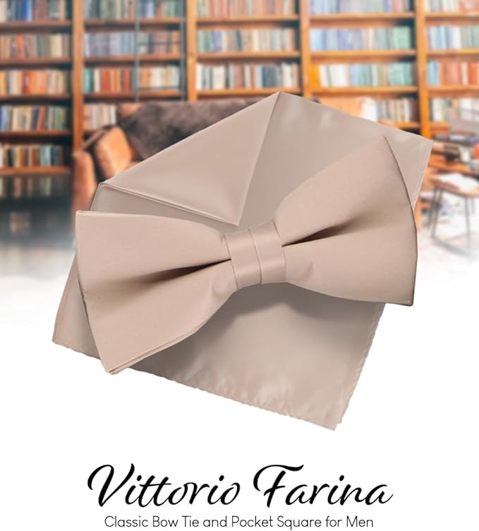 Vittorio Farina Men's Satin Bow Tie &amp; Pocket Square in Gift Box