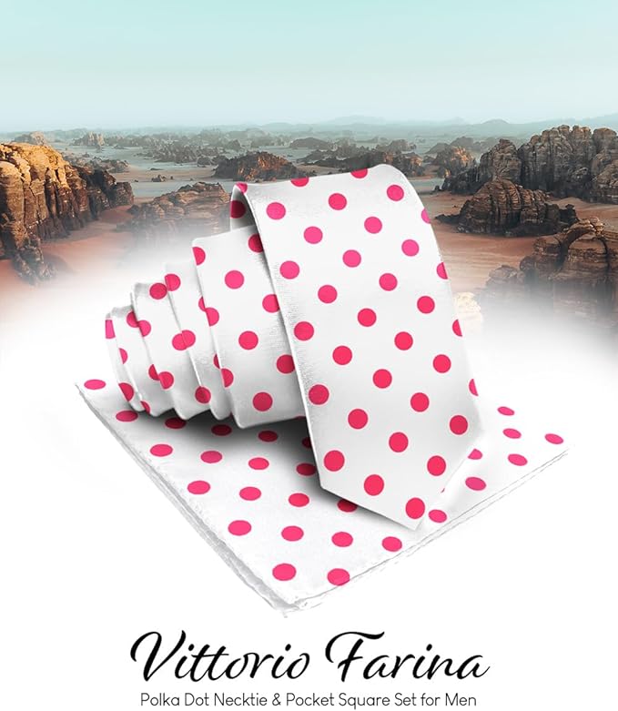 Vittorio Farina Men's Polka Dot Satin Necktie & Pocket Square