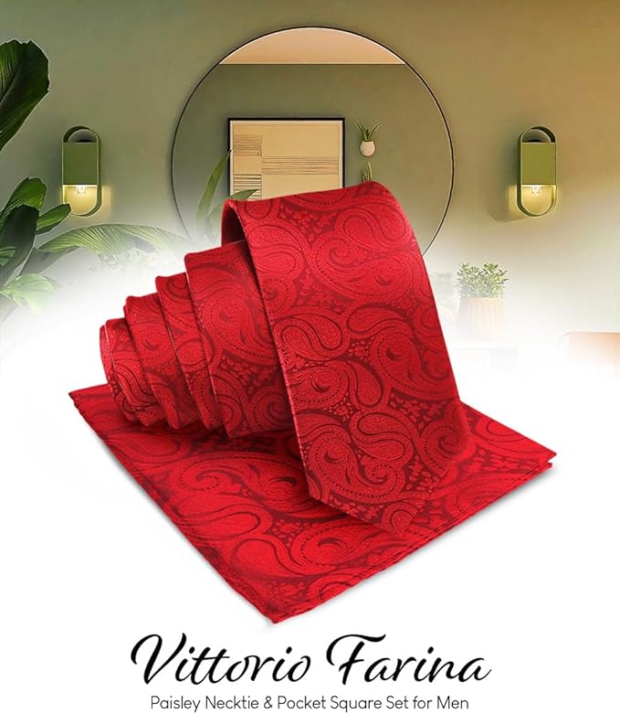 Vittorio Farina Men's Woven Paisley Necktie &amp; Pocket Square