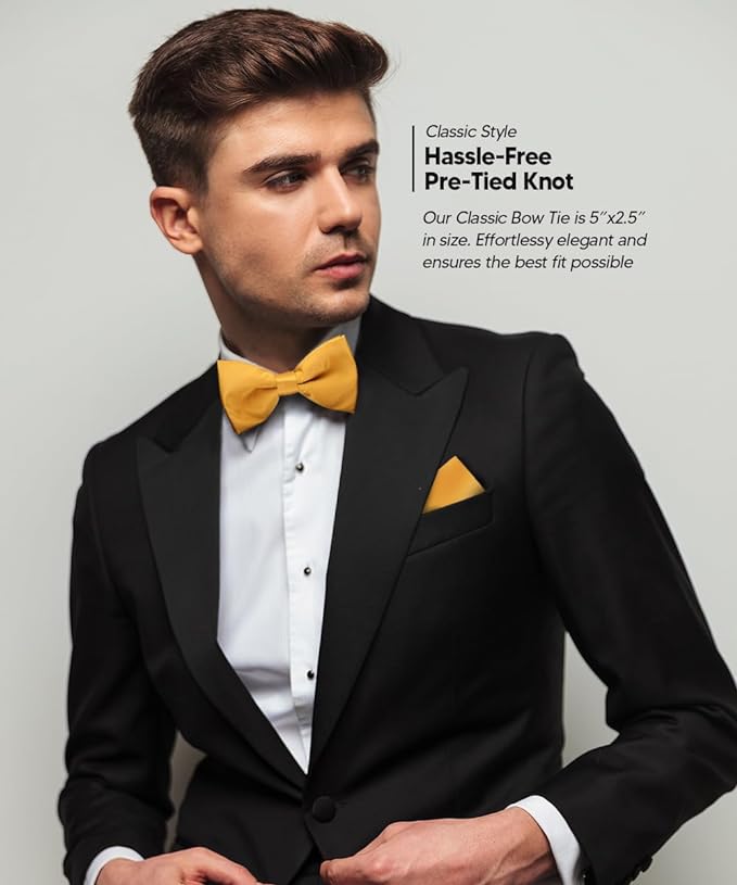 Vittorio Farina Men's Satin Bow Tie &amp; Pocket Square in Gift Box