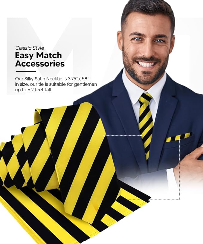 Vittorio Farina Men's Striped Satin Necktie &amp; Pocket Square