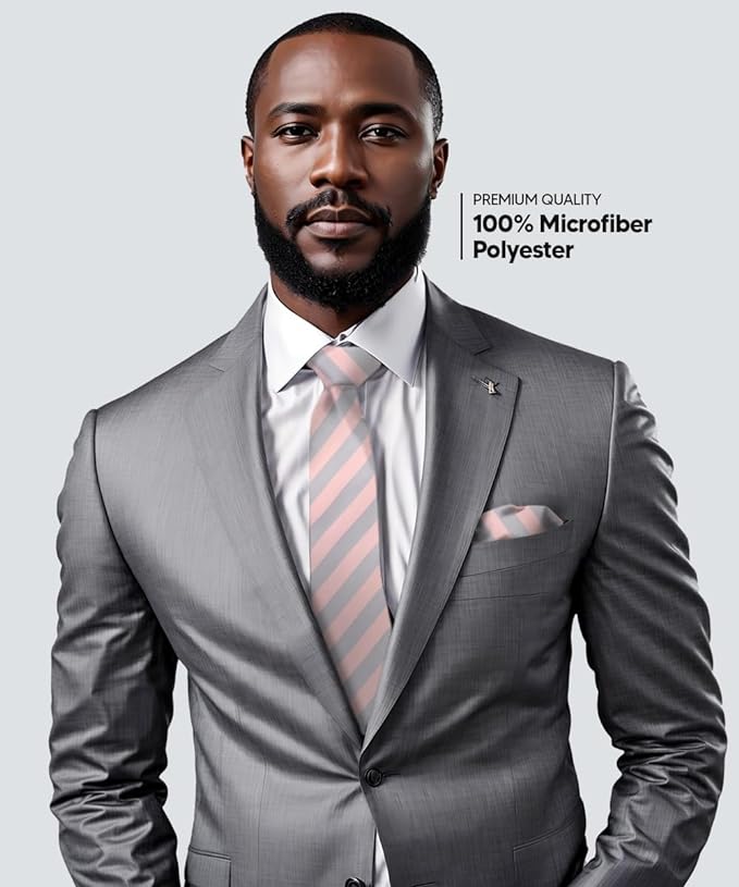 Vittorio Farina Men's Striped Satin Necktie &amp; Pocket Square