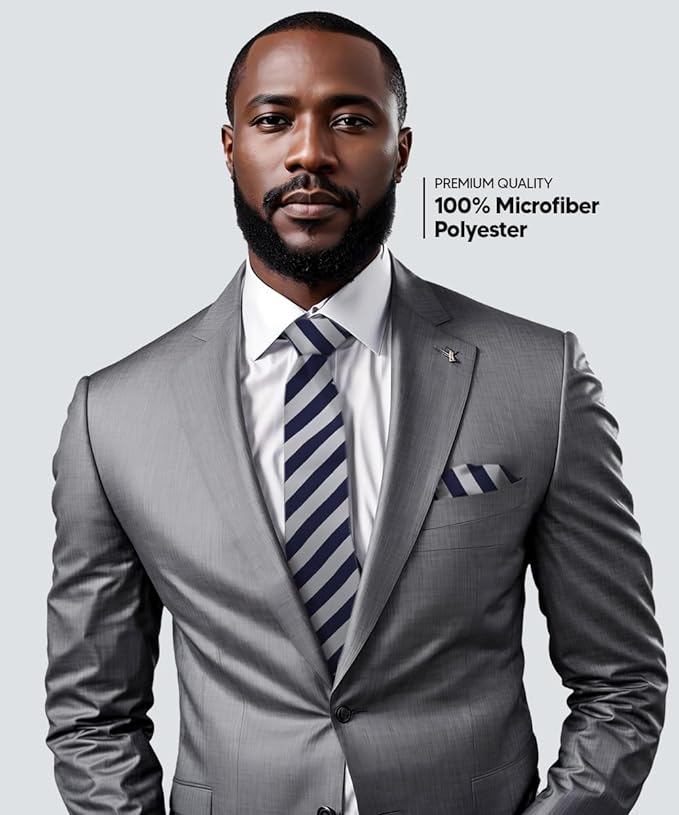 Vittorio Farina Men's Striped Satin Necktie &amp; Pocket Square