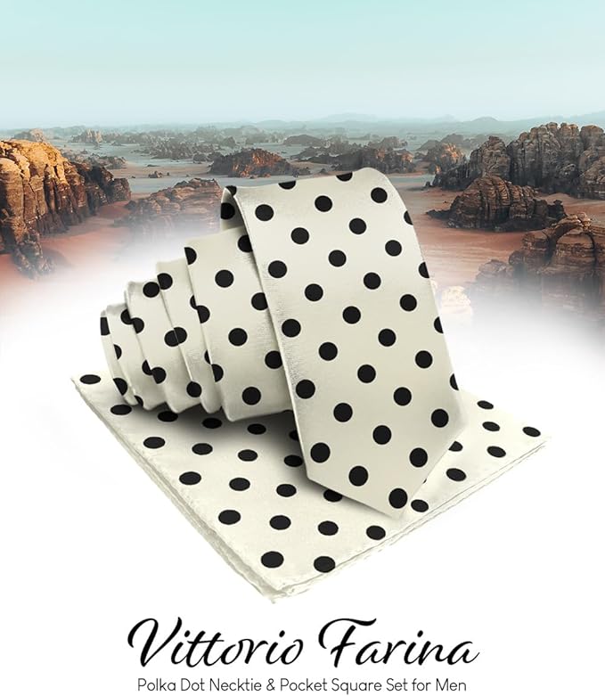 Vittorio Farina Men's Polka Dot Satin Necktie & Pocket Square