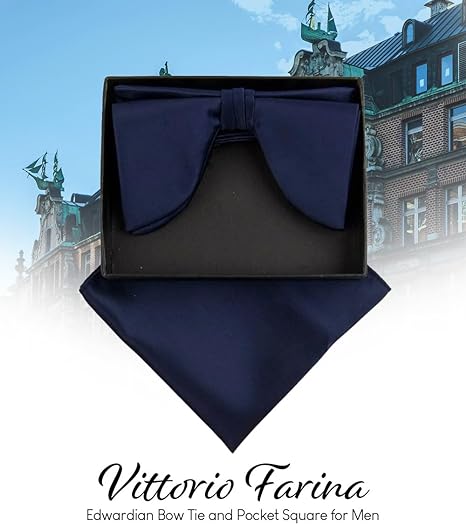 Vittorio Farina Men's Satin Teardrop Bow Tie &amp; Pocket Square in Gift Box