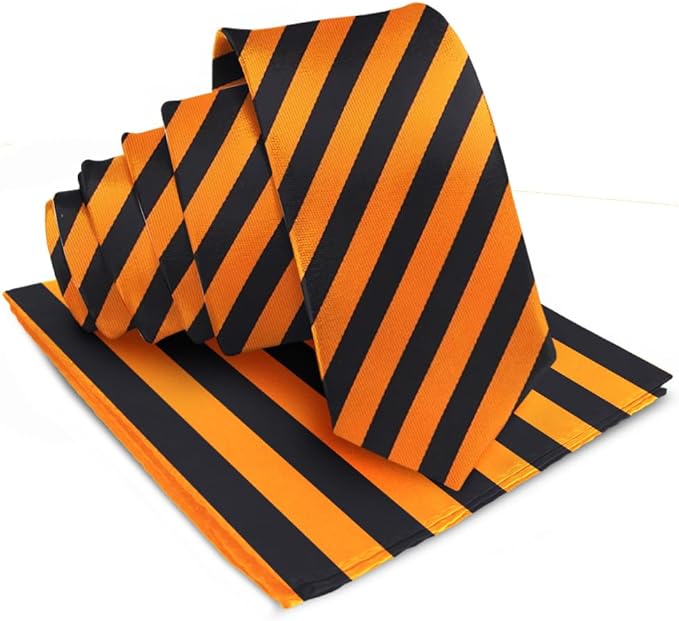 Vittorio Farina Men's Striped Satin Necktie &amp; Pocket Square