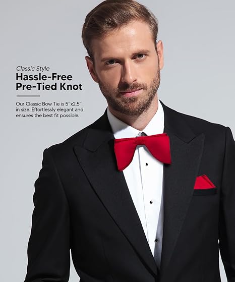 Vittorio Farina Men's Satin Teardrop Bow Tie &amp; Pocket Square in Gift Box