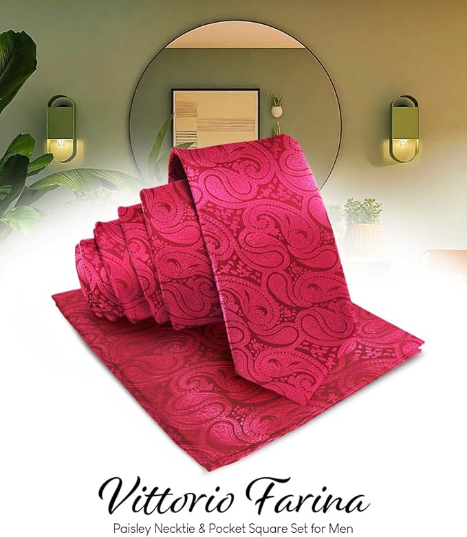 Vittorio Farina Men's Woven Paisley Necktie &amp; Pocket Square