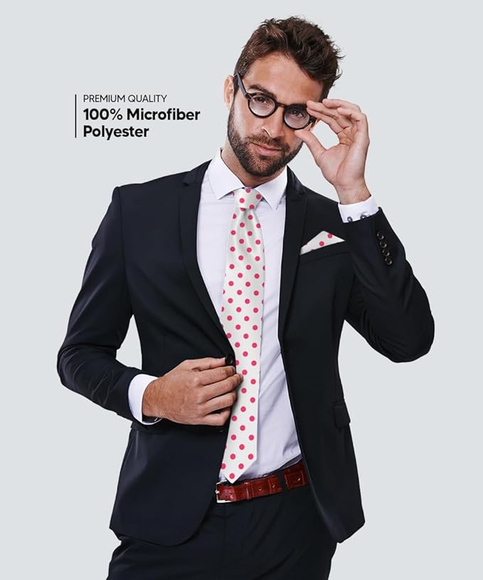 Vittorio Farina Men's Polka Dot Satin Necktie &amp; Pocket Square