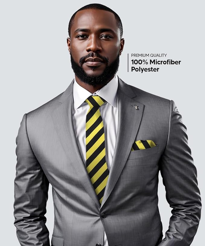 Vittorio Farina Men's Striped Satin Necktie &amp; Pocket Square