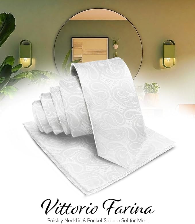 Vittorio Farina Men's Woven Paisley Necktie &amp; Pocket Square