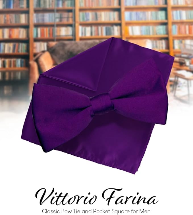 Vittorio Farina Men's Satin Bow Tie &amp; Pocket Square in Gift Box