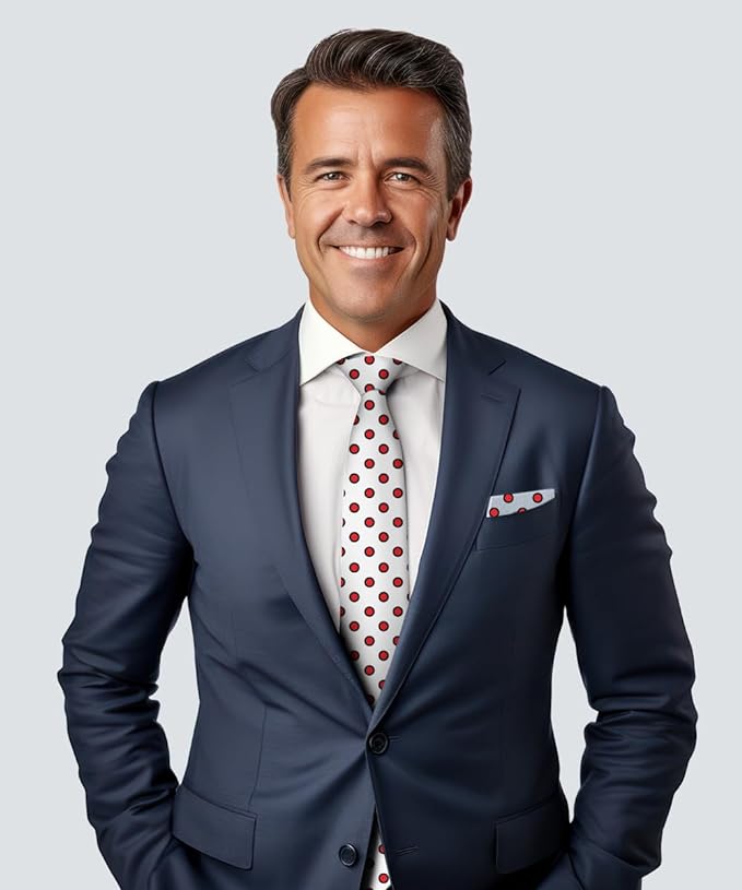 Vittorio Farina Men's Polka Dot Satin Necktie &amp; Pocket Square