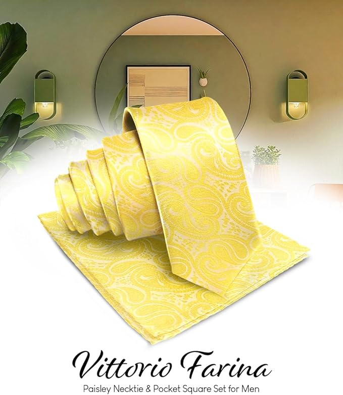 Vittorio Farina Men's Woven Paisley Necktie &amp; Pocket Square