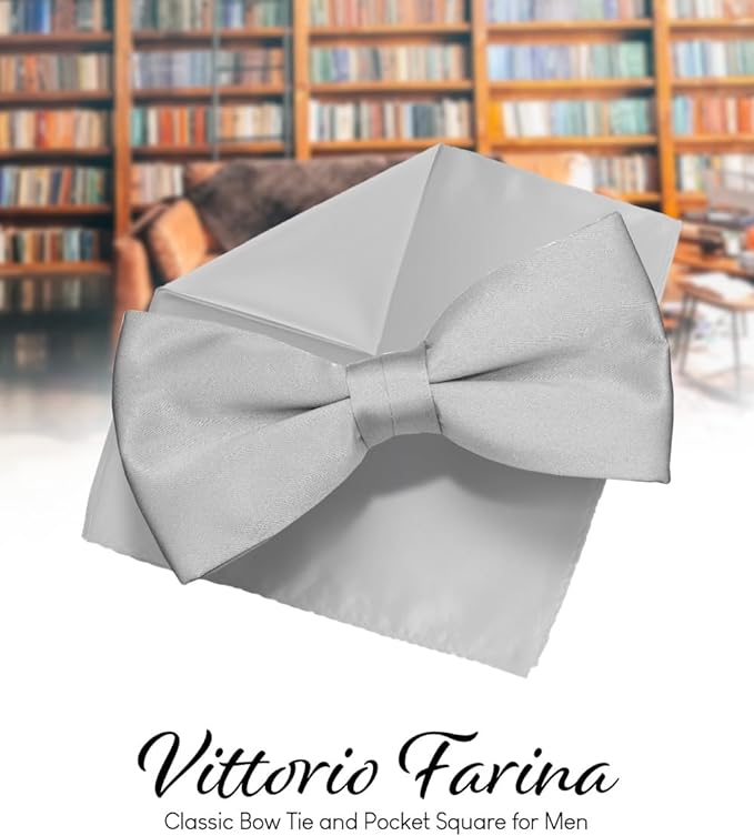Vittorio Farina Men's Satin Bow Tie &amp; Pocket Square in Gift Box