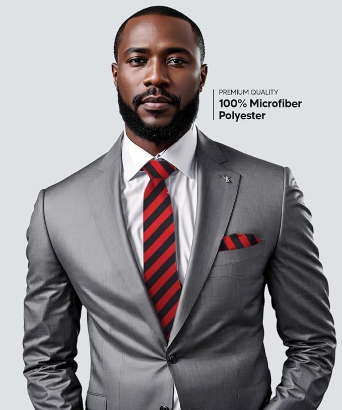 Vittorio Farina Men's Striped Satin Necktie &amp; Pocket Square