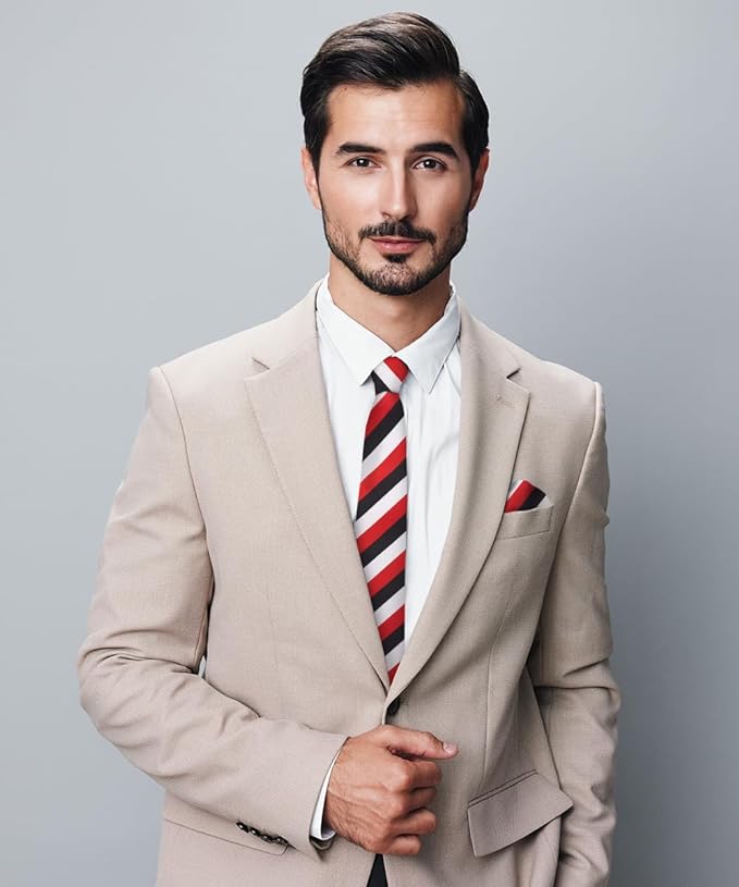 Vittorio Farina Men's Striped Satin Necktie &amp; Pocket Square