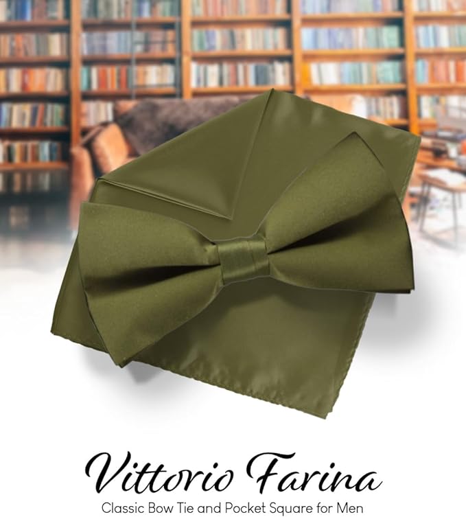 Vittorio Farina Men's Satin Bow Tie &amp; Pocket Square in Gift Box