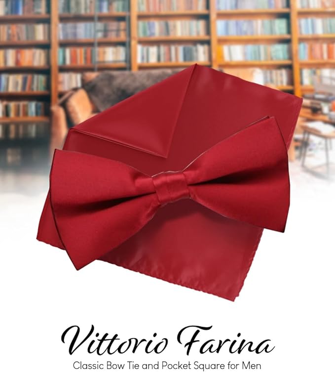 Vittorio Farina Men's Satin Bow Tie &amp; Pocket Square in Gift Box