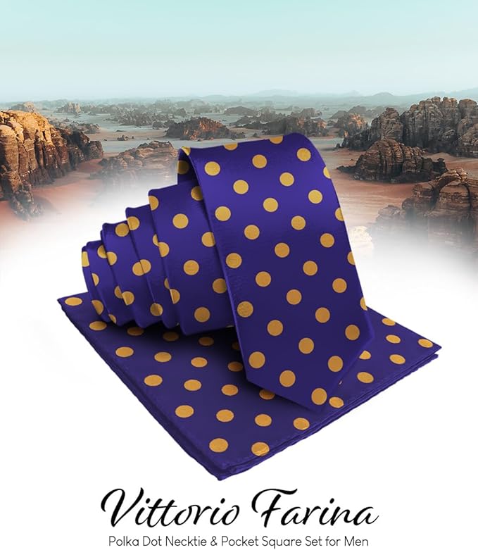 Vittorio Farina Men's Polka Dot Satin Necktie &amp; Pocket Square