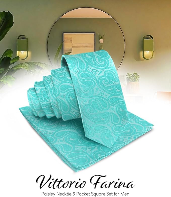 Vittorio Farina Men's Woven Paisley Necktie &amp; Pocket Square