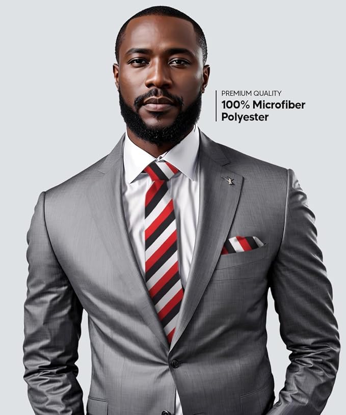 Vittorio Farina Men's Striped Satin Necktie &amp; Pocket Square