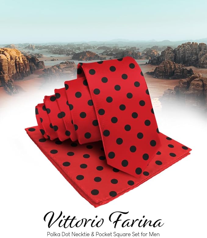 Vittorio Farina Men's Polka Dot Satin Necktie & Pocket Square