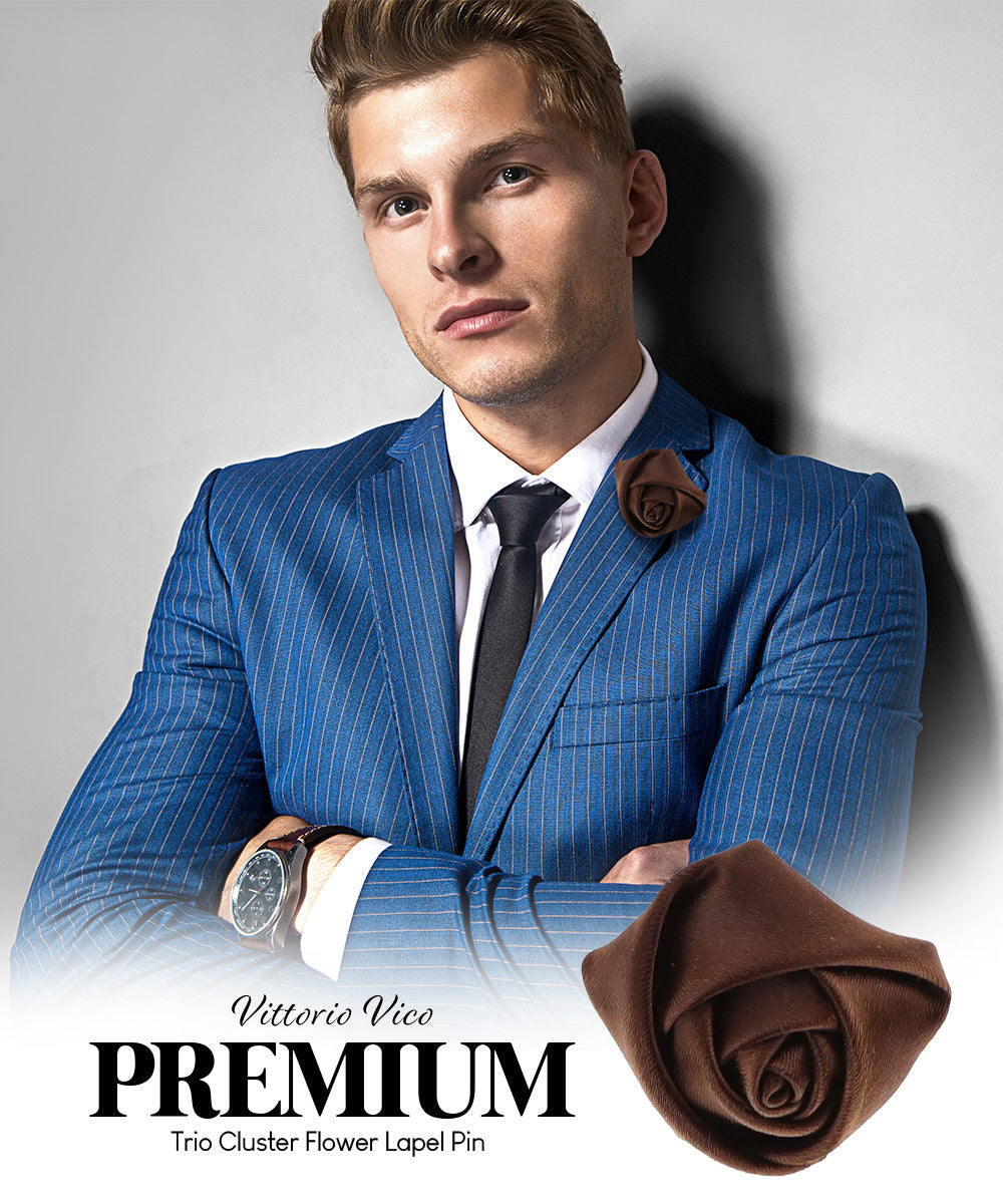 Vittorio Vico Unisex Satin Rose Bud Flower Lapel Pin