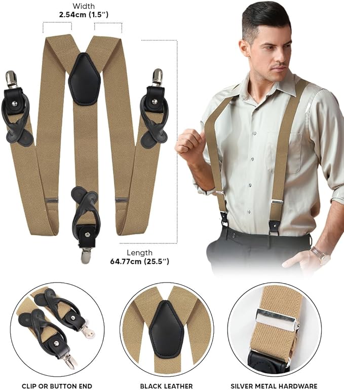 Vittorio Farina Men's Convertible Suspender in Gift Box: 70% Polyester &amp; 30% Elastomer