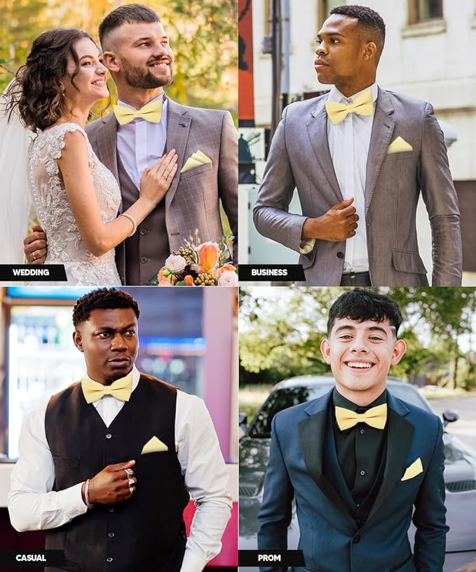 Vittorio Farina Men's Satin Bow Tie &amp; Pocket Square in Gift Box