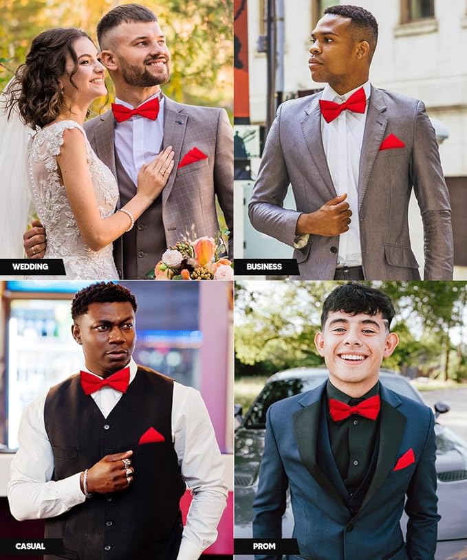 Vittorio Farina Men's Satin Bow Tie &amp; Pocket Square in Gift Box