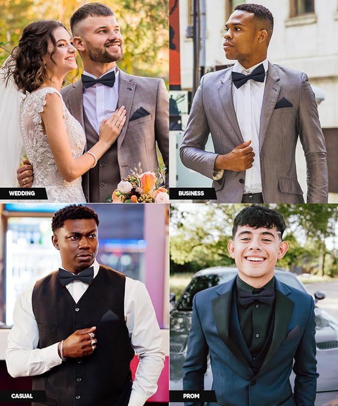 Vittorio Farina Men's Satin Bow Tie &amp; Pocket Square in Gift Box