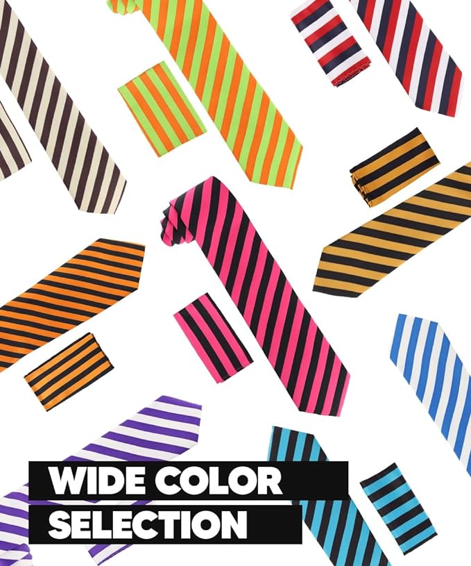 Vittorio Farina Men's Striped Satin Necktie &amp; Pocket Square