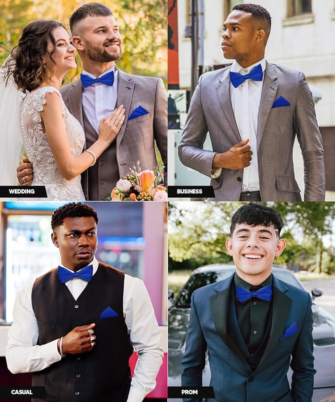 Vittorio Farina Men's Satin Bow Tie &amp; Pocket Square in Gift Box