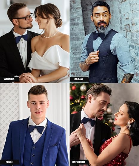 Vittorio Farina Men's Satin Teardrop Bow Tie &amp; Pocket Square in Gift Box