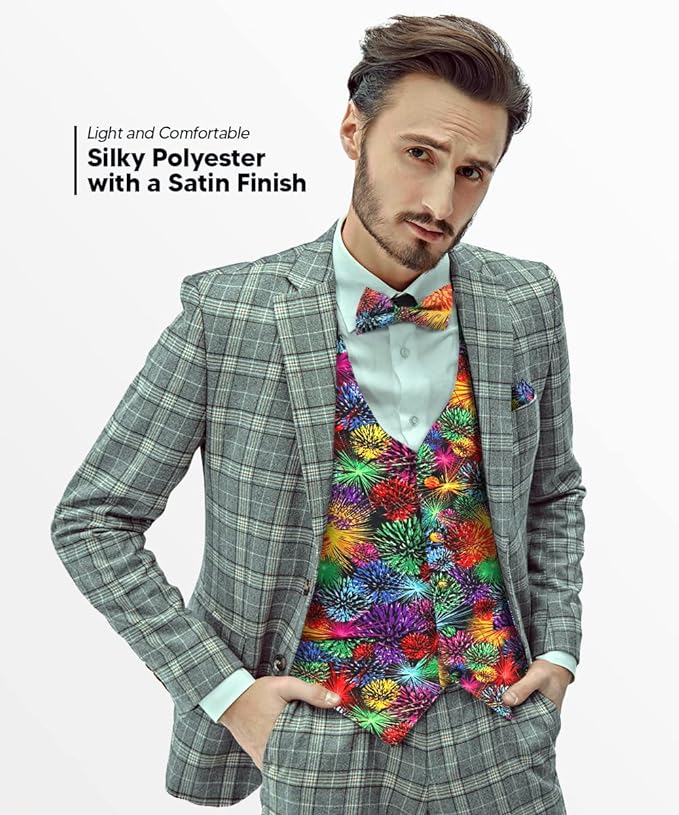 Vittorio Farina Mardi Gras Vest &amp; Bow Tie ONLY Ver 1. - vestB_mardi_BB_Mardi #7_S - Classy Cufflinks