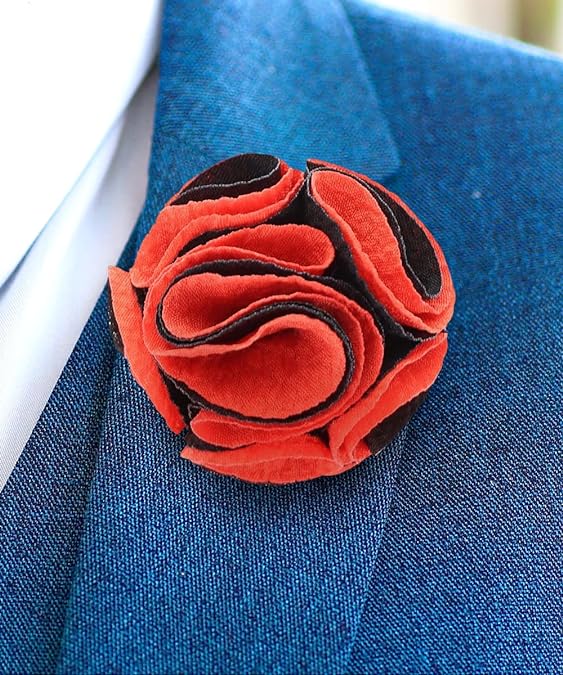 Vittorio Vico Unisex Two-Tone Seersucker Flower Lapel Pin