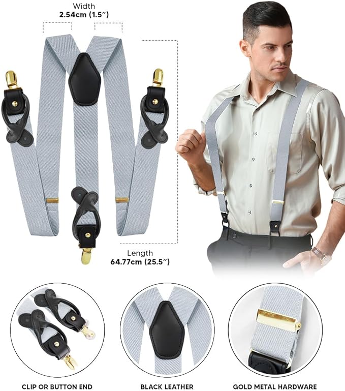 Vittorio Farina Men's Convertible Suspender in Gift Box: 70% Polyester &amp; 30% Elastomer