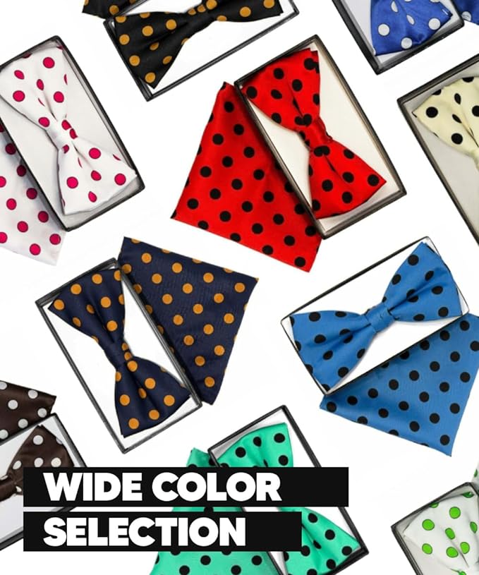 Vittorio Farina Men's Polka Dot Satin Bow Tie &amp; Pocket Square in Gift Box
